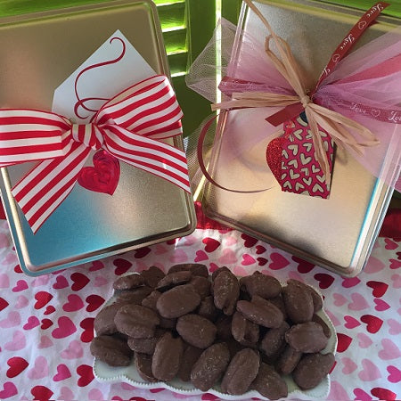 Valentine's Day Chocolate Covered Pecan Tin